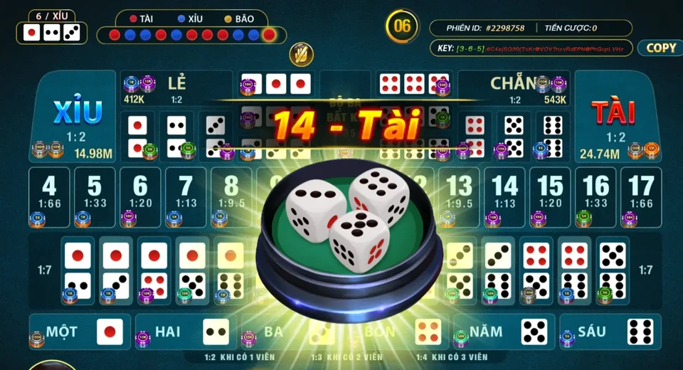 Các cửa đặt cược trong game tài xỉu
